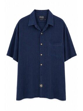 Nat Nast Luxury Originals Men’s XL 100% Silk Navy Blue Short Sleeve Shirt